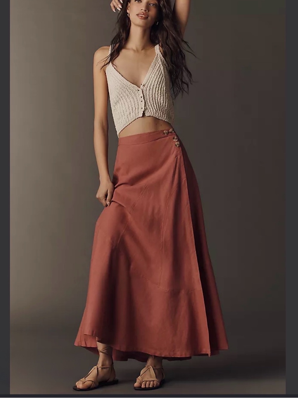 Anthropology Olivette Linen Maxi Skirt